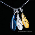 Feather Pendant Stainless Steel Mens Chain Necklace
